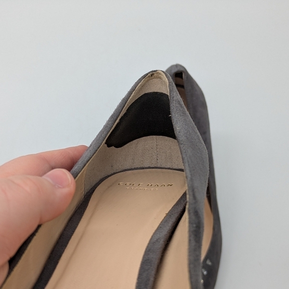 Cole Haan grey leather rhinestone accent point toe heel 8.5 - Picture 11 of 12